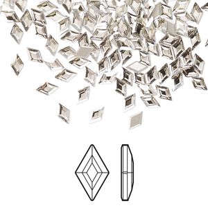 Flat back 6pk crystal silver shade foil back, Crystal Passions® 5x3mm diamond 2773