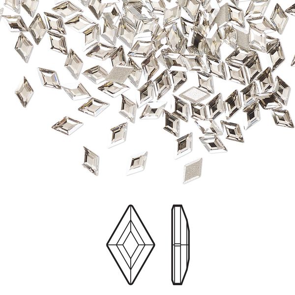 Flat back 6pk crystal silver shade foil back, Crystal Passions® 5x3mm diamond 2773 image number 0