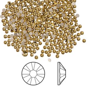 Flat back 144pk dark jonquil foil back, Crystal Passions® Regenerated 1.7-1.9mm round SS5 2058