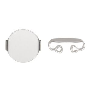 Bolo slide, silver-plated steel, 17x16mm, fits 3-4mm cord. Sold per pkg of 10.