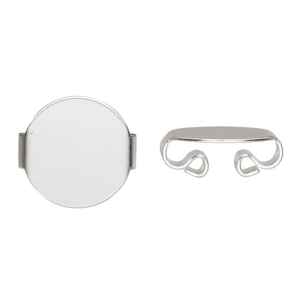 Bolo slide, silver-plated steel, 17x16mm, fits 3-4mm cord. Sold per pkg of 10. image number 0