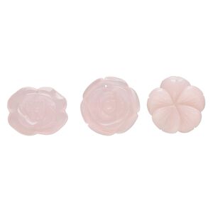 Focal mix, glass, translucent pink, 38x32mm-40x40mm top-drilled carved flower. Sold per pkg of 3.