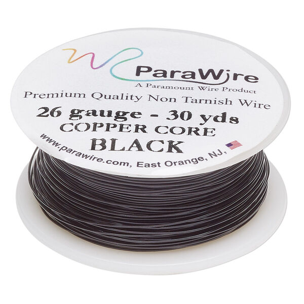 Wire, ParaWire™, black enamel copper, round, 26 gauge. Sold per 30-yard spool. image number 0