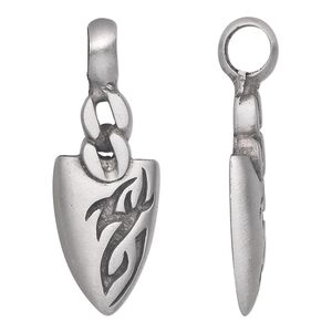 Pendant, Powerful Pewter Pendants, antiqued pewter (tin-based alloy), 47x17mm single-sided arrowhead. Sold individually.