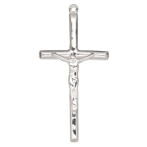 Focal, sterling silver, 39x21mm single-sided crucifix. Sold individually. image number 0