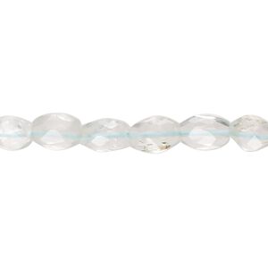 Aquamarine 1pkg1, hand-cut faceted puffed oval bead light 13 inch 6x5mm-10x6mm