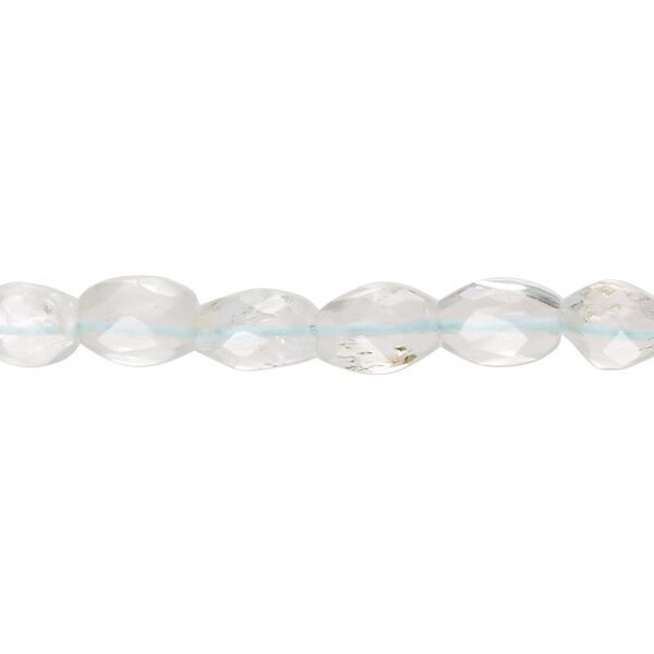 Aquamarine 1pkg1, hand-cut faceted puffed oval bead light 13 inch 6x5mm-10x6mm image number 0