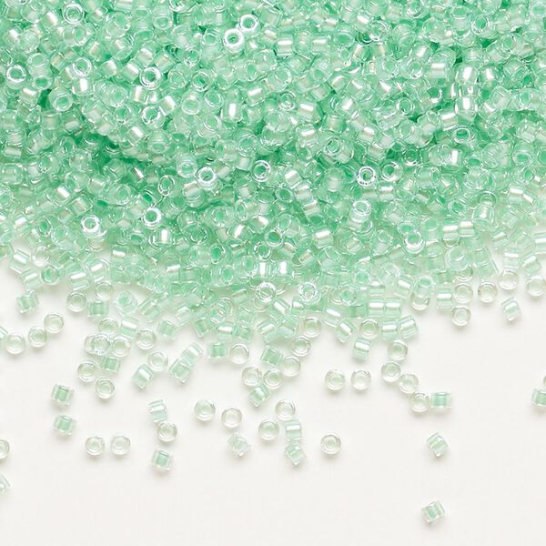 Seed bead, Delica®, glass, pkg/50g, #11 round, translucent mint pearl-lined glacier blue (DB-1707). image number 0