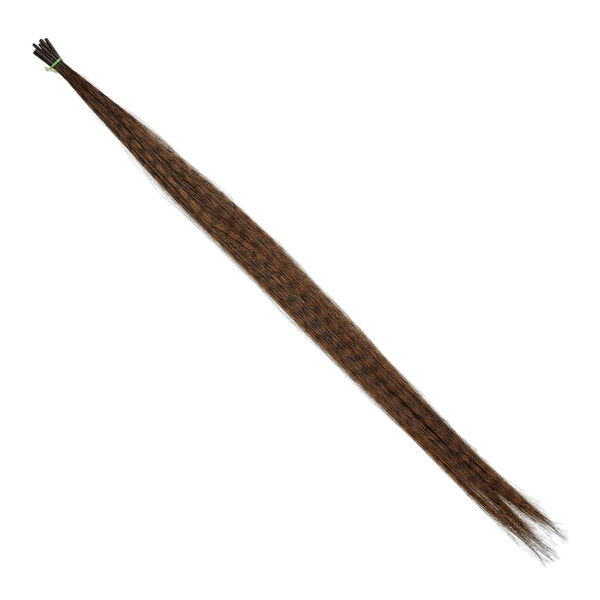 Faux feather, polyester, brown and black, 16 inches with stripes. Sold per pkg of 10. image number 0