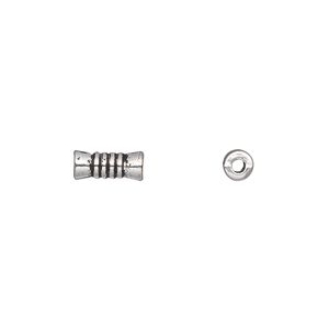 Bead, antique silver-plated "pewter" (zinc-based alloy), 9x4mm tube. Sold per pkg of 50.