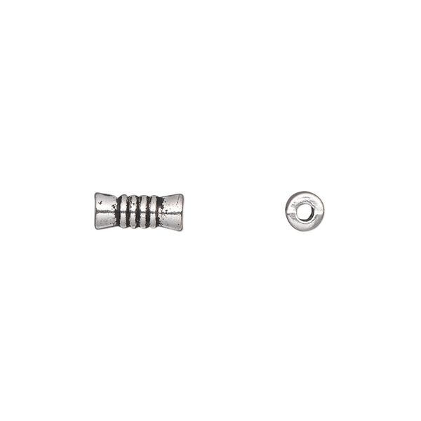 Bead, antique silver-plated "pewter" (zinc-based alloy), 9x4mm tube. Sold per pkg of 50. image number 0