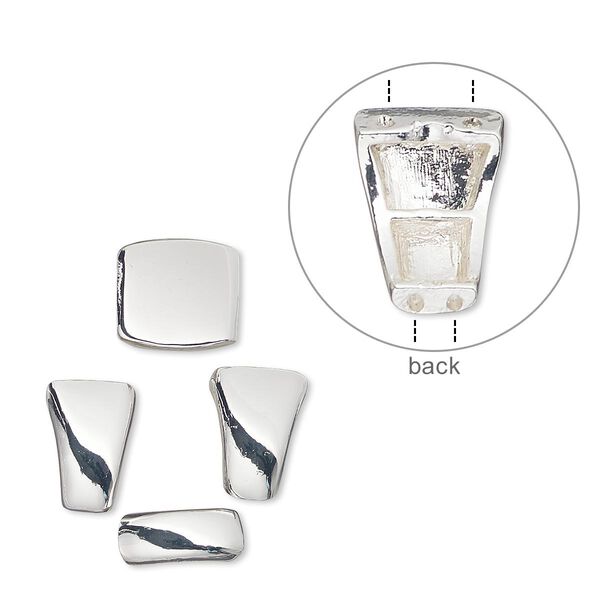Ring, silver-finished "pewter" (zinc-based alloy), 17x16mm 2-strand rectangle with 1mm hole, size 7-1/2. Sold per 4-piece set. image number 0