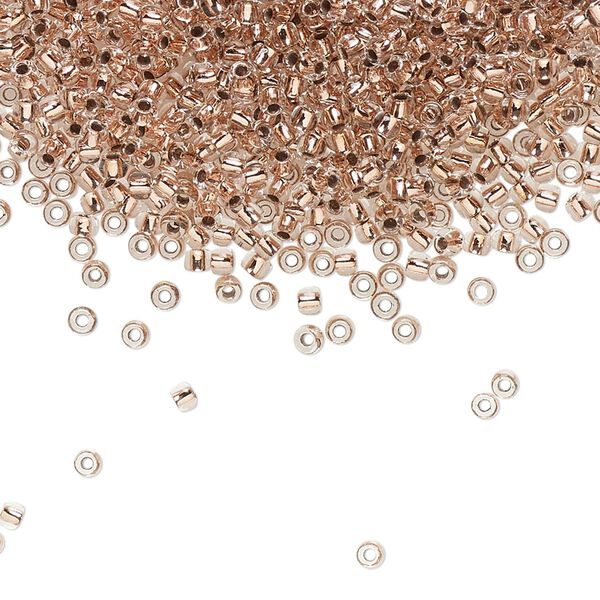 Seed bead, TOHO BEADS®, glass, pkg/50g, #11 round, transparent copper-lined crystal clear (TR-11-740). image number 0