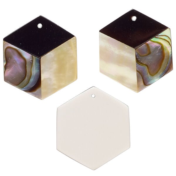 Multi-shell 1pkg2, hexagon drop multicolored 20x17mm image number 0