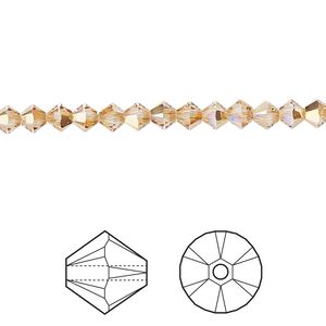 Bead 1440pk crystal metallic sunshine, Swarovski® 4mm XILION bicone 5328