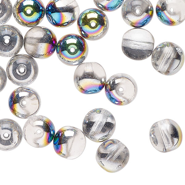 Bead 1pkg50, Czech glass druk, clear vitrail, 8mm round. image number 0