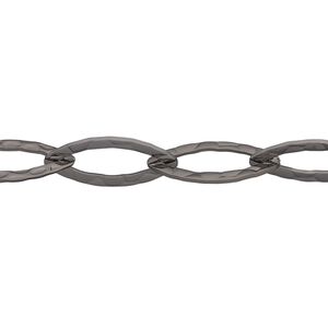 Chain 1pkg1 gunmetal-plated marquise, 8mm hammered, brass 5 foot unfinished