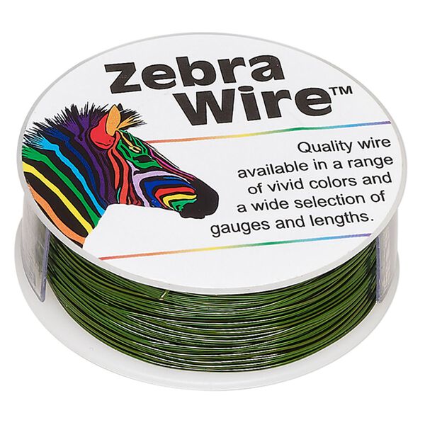 Wire, Zebra Wire™, color-coated copper, green, round, 24 gauge. Sold per 1/4 pound spool, approximately 71 yards. image number 0