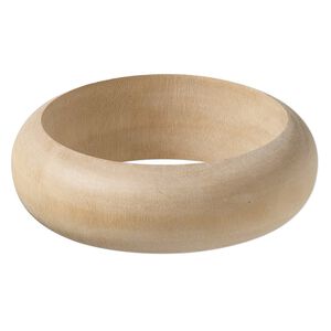 Bracelet, bangle, wood (natural), 30mm wide half round, 8 inches. Sold individually.
