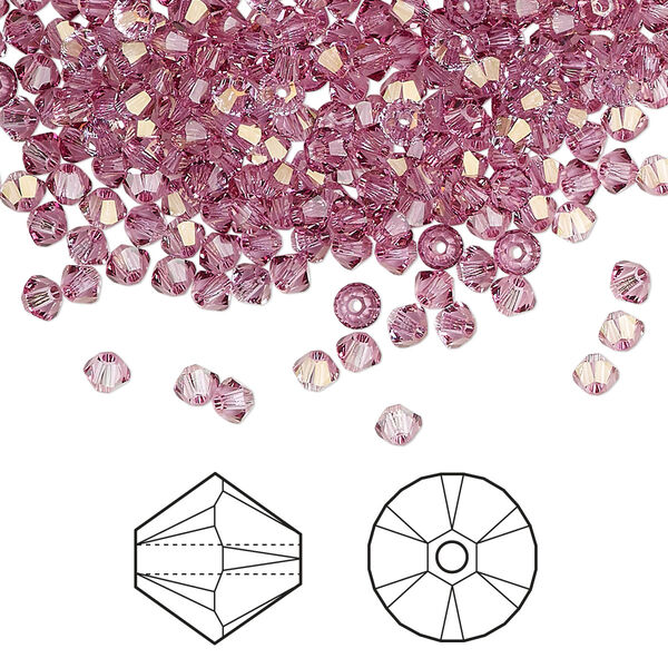 Bead 1440pk dark rose, Swarovski® 3mm XILION bicone 5328 image number 0