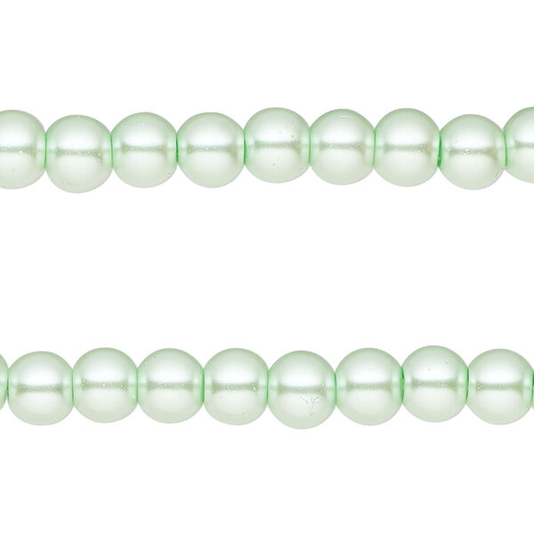 Bead, glass pearl, mint green, 5-6mm round. Sold per pkg of (2) 15-inch strands, approximately 140 beads. image number 0