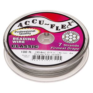 Beading wire, Accu-Flex®, nylon and stainless steel, clear, 7 strand, 0.019-inch diameter. Sold per 100-foot spool.