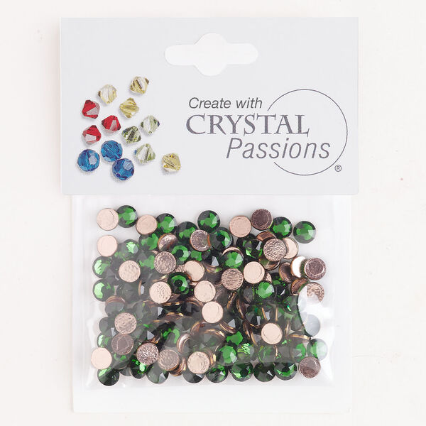 Flat back 1pkg144 dark green moss, Crystal Passions&reg; rhinestone 4.60-4.80mm hotfix round SS20 image number 0