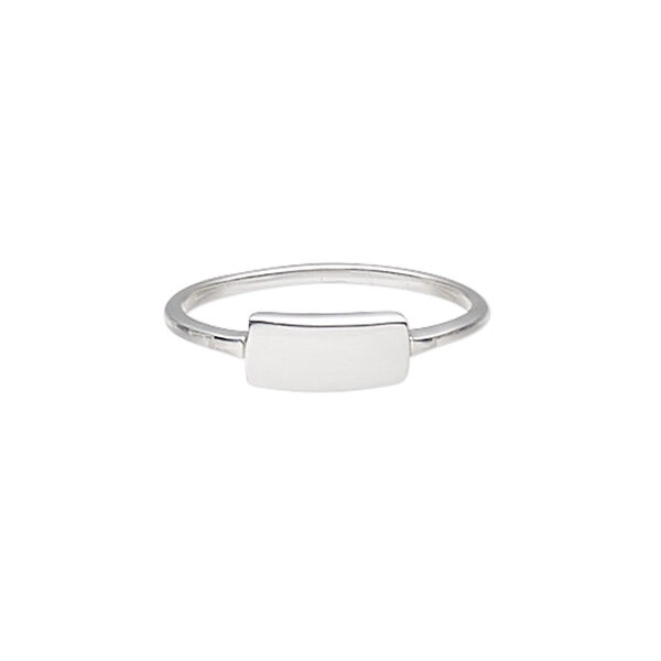 Ring, sterling silver, 1.5mm wide band with 10x5mm blank plate, size 9. Sold individually. image number 0