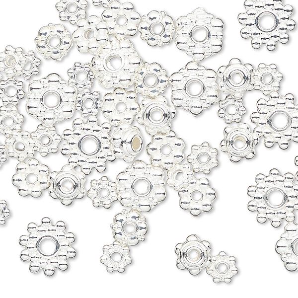 Bead, silver-finished "pewter" (zinc-based alloy), 4x1mm-8.5x3mm assorted rondelle. Sold per pkg of 50. image number 0