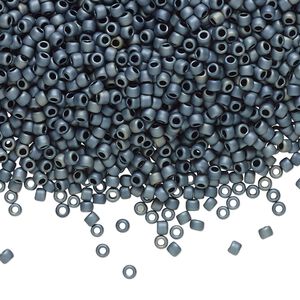 Seed bead, TOHO BEADS®, glass, pkg/250g, #11 round, opaque matte gunmetal (TR-11-612).