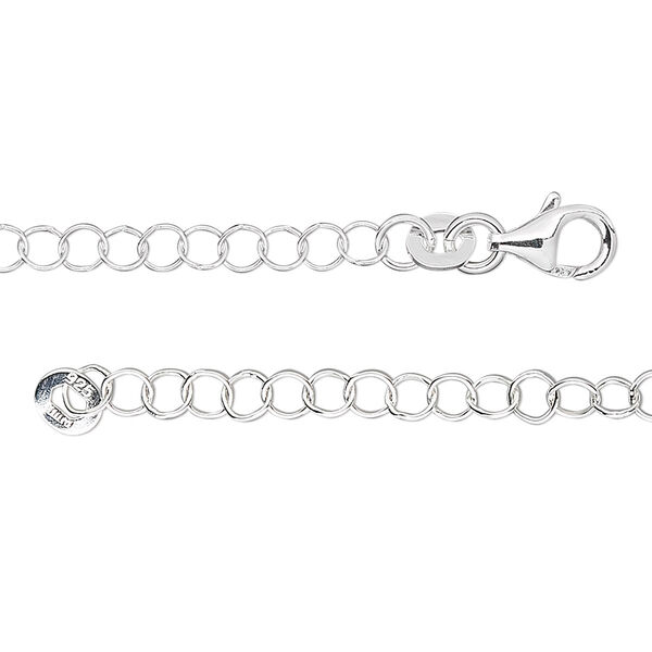 Chain, sterling silver, 3.5mm round cable, 7 inches with lobster claw clasp. Sold individually. image number 0
