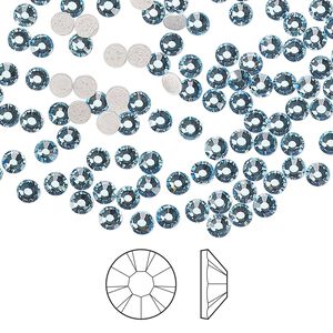 Flat back 144pk aquamarine foil back, Preciosa MAXIMA Czech crystal hotfix rhinestone 3-3.2mm chaton rose round SS12
