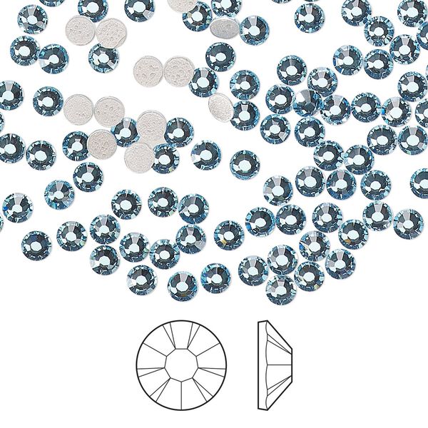 Flat back 144pk aquamarine foil back, Preciosa MAXIMA Czech crystal hotfix rhinestone 3-3.2mm chaton rose round SS12 image number 0