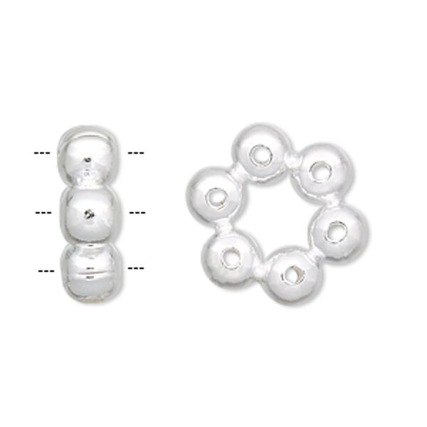 Spacer bar, sterling silver, 6-strand circle. Sold individually. image number 0