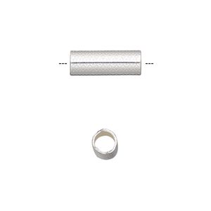 Bead, silver-finished steel, 15x5mm round tube with diamond design. Sold per pkg of 10.
