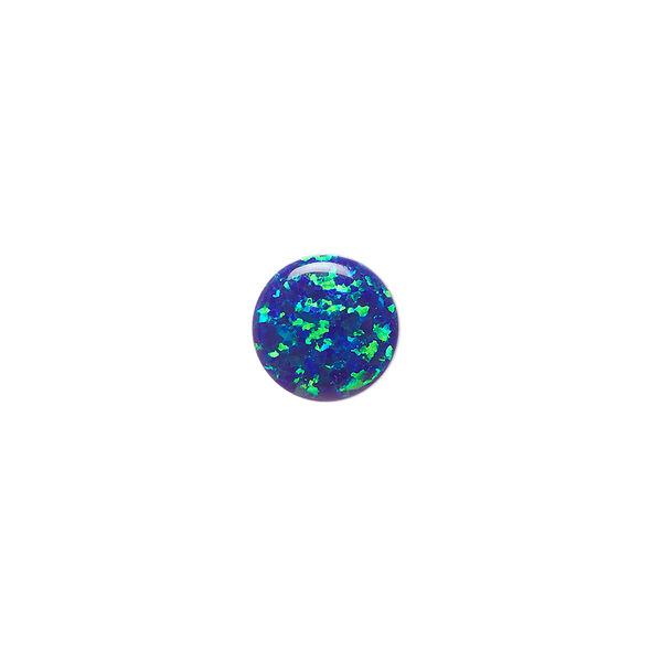 Cabochon, "opal" (silica and epoxy) (man-made), dark blue, 10mm calibrated round. Sold individually. image number 0