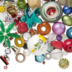 Component mix, mixed materials, colors, sizes and shapes. Sold per 2-ounce pkg.