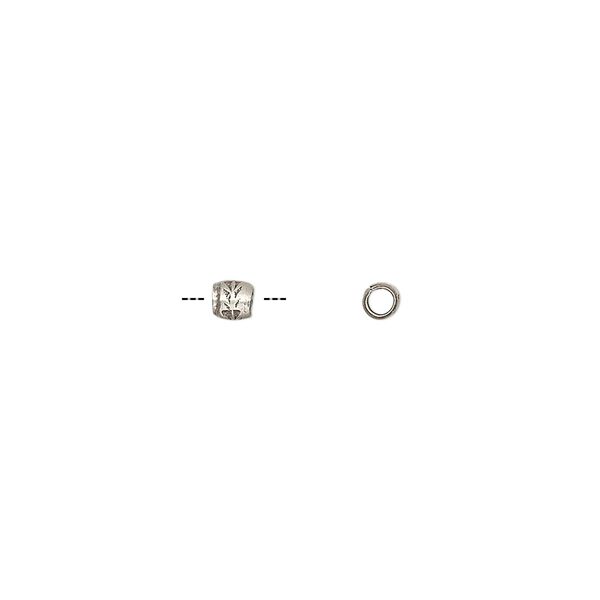 Bead, Hill Tribes, antiqued sterling silver, 3x2mm textured rondelle. Sold per pkg of 10. image number 0
