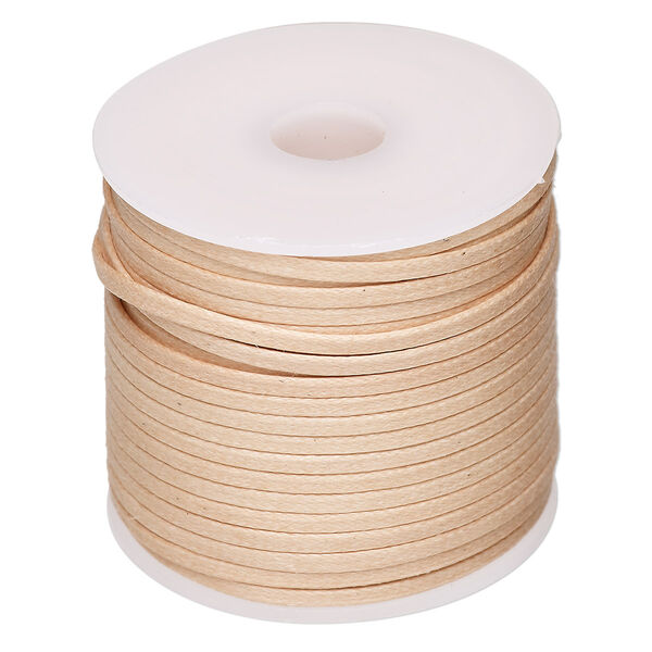 Cord, waxed cotton, natural, 2mm flat. Sold per 25-meter spool. image number 0