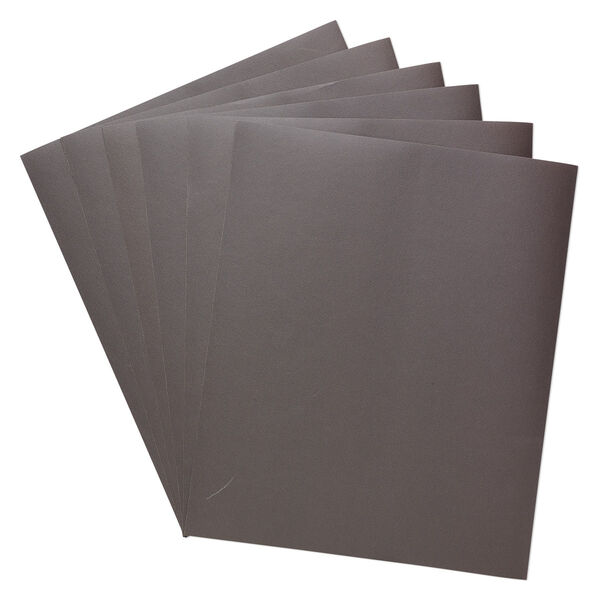 Sandpaper, silicon carbide, grey, 600 grit, 11x9-inch rectangle. Sold per pkg of 3. image number 0