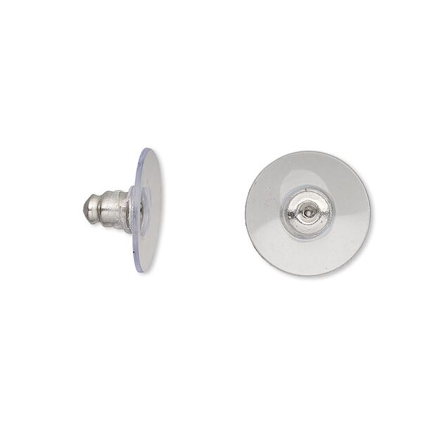 Earnut, acrylic and stainless steel, clear, 11.5x6mm comfort clutch. Sold per pkg of 50 pairs. image number 0