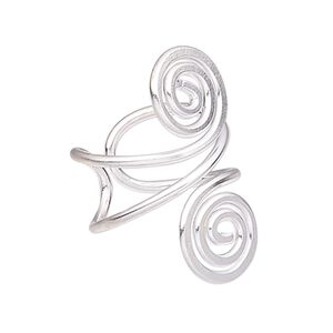 Ring, Hill Tribes, silver-plated brass, 32mm wide with double spiral design, size 7-1/2. Sold individually.