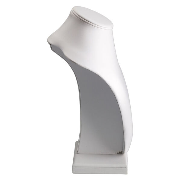 Display, necklace, leatherette, white. 13-1/2 x 9 x 6 inch pedestal. Sold individually. image number 1