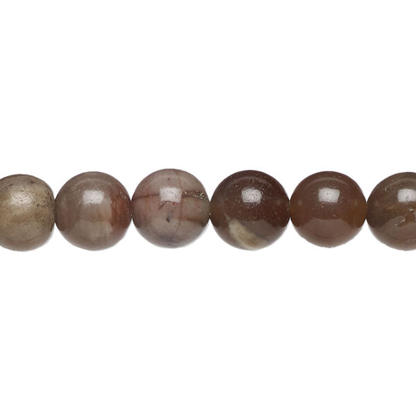 Bead, petrified wood (natural), 8mm round, B grade, Mohs hardness 6-1/2 to 7. Sold per 15-1/2" to 16" strand. image number 0
