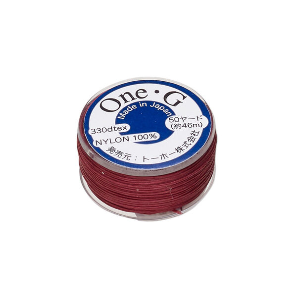 Thread, TOHO BEADS®, One-G™, nylon, burgundy, size 0. Sold per 50-yard spool. image number 0