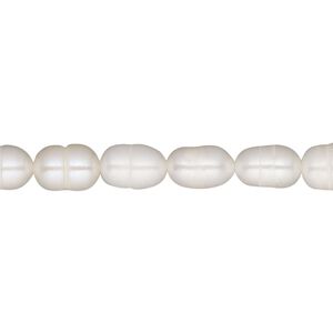 Pearl, cultured freshwater (bleached), white, 6-7mm rice, D grade. Sold per 15-inch strand.