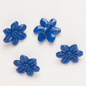 Spacer bar, "pewter" (zinc-based alloy) and enamel, dark blue, 14x12mm 2-strand flower, fits up to 4mm beads. Sold per pkg of 4.