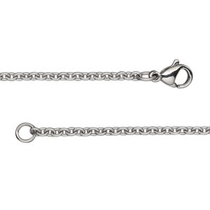 Chain, stainless steel, 2.2mm cable, 30 inches with lobster claw clasp. Sold individually.