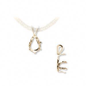 Pendant, Snap-Tite®, 14Kt gold, 9x6mm with 6-prong pear setting. Sold individually.