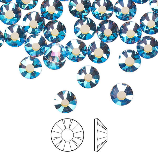 Flat back 288pk denim blue AB foil back, Preciosa MAXIMA Czech crystal rhinestone 6.3-6.5mm chaton rose round SS30 image number 0